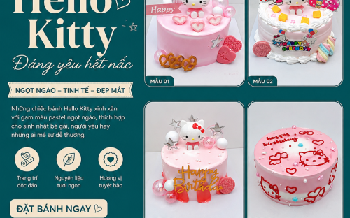 Bánh Kem Hello Kitty Tone Hồng Dễ Thương – Lựa Chọn Hoàn Hảo Cho Bé Gái