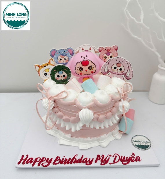 Bánh kem dành cho bé gái 7 tuổi thích tone hồng 