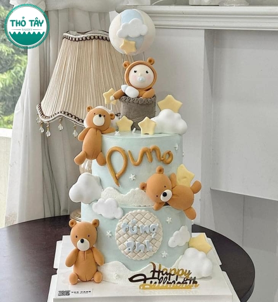 Bánh fondant thôi nôi hình gấu 
