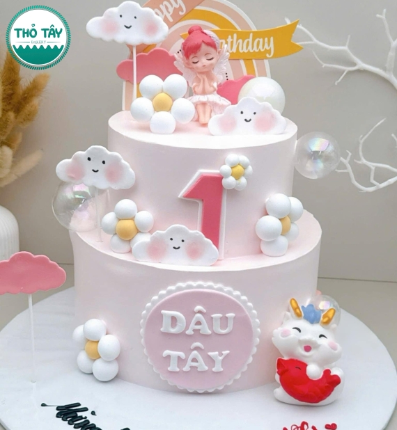 Bánh fondant thôi nôi bé gái công chúa Elsa – Bánh kem làm theo yêu cầu