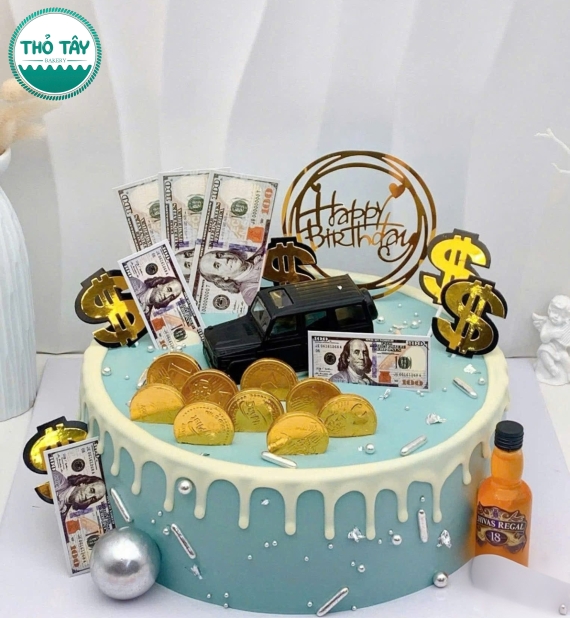 Bánh kem dành cho nam tone xanh