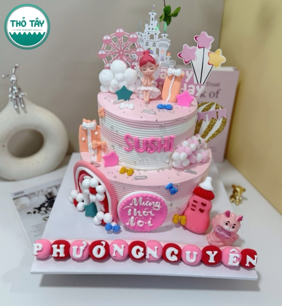 Bánh fondant thôi nôi bé gái công chúa Elsa – Bánh nghệ thuật Cần Thơ