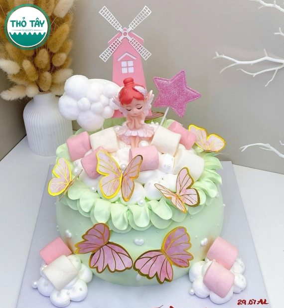 Bánh Kem túi tiền dành cho bé gái tone xanh