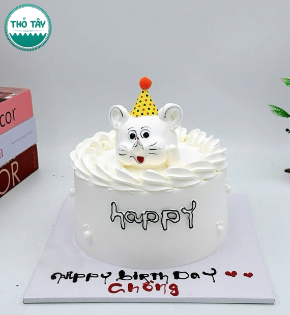 Bánh kem hàn quốc tone trắng tạo hình theo yêu cầu