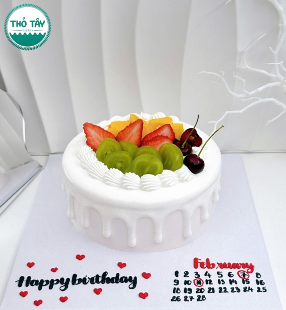 Bánh Kem trái cây kèm viết lịch ngày sinh