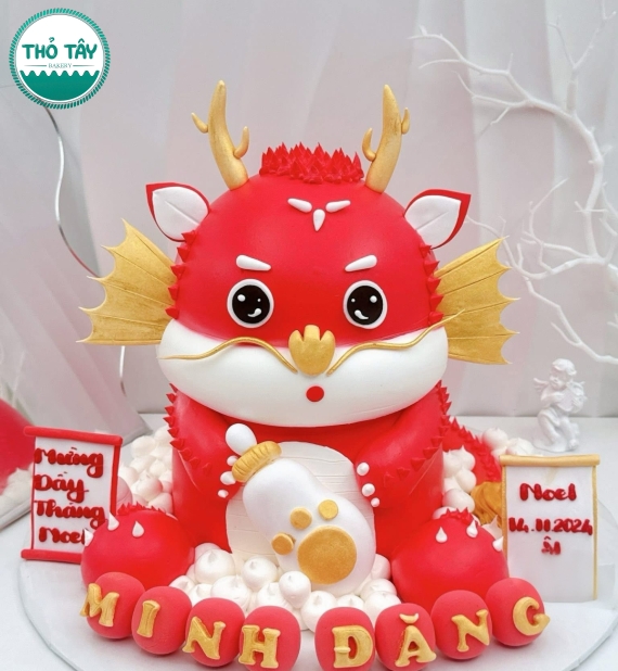 Bánh Kem thôi dành cho bé trai tuổi rồng tone đỏ