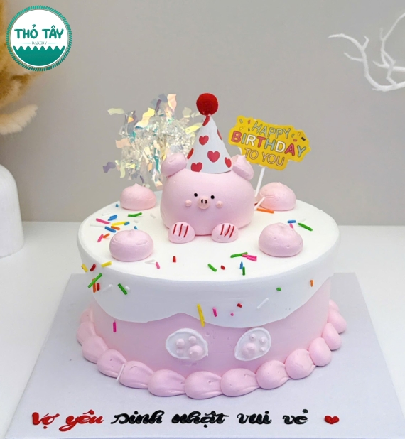 Bánh kem hàn quốc tone hồng cho vợ yêu