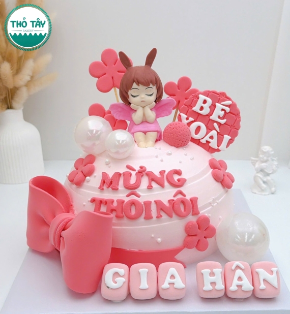 Bánh Kem thôi nôi dành cho bé gái tone hồng túi tiền 