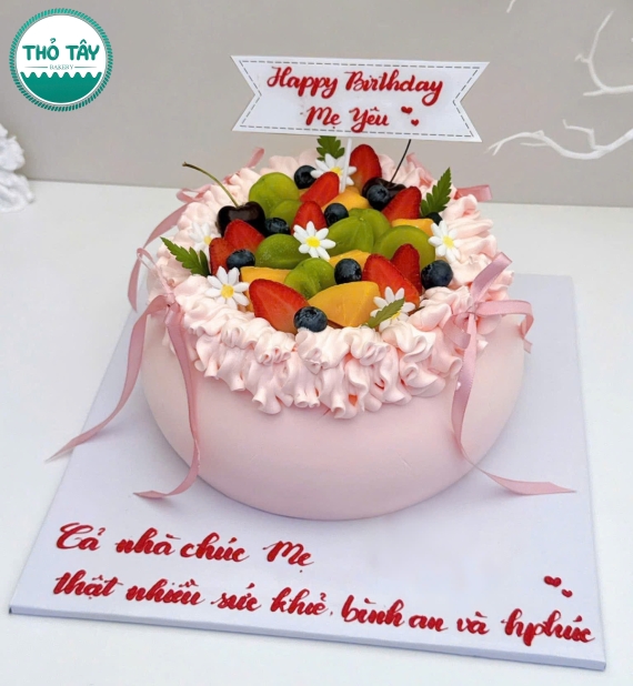 Mẫu bánh sinh nhật túi tiền màu hồng tặng mẹ yêu