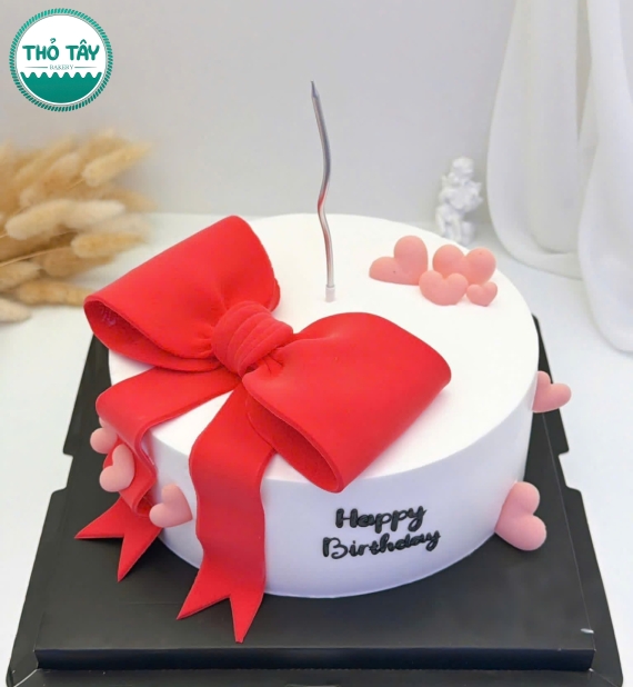 Bánh kem dành cho vợ yêu thích trái nơ đỏ 