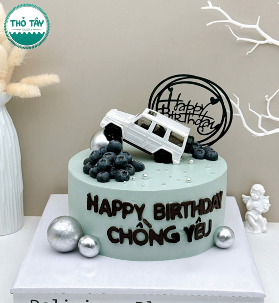 Bánh kem dành cho nam tone xanh