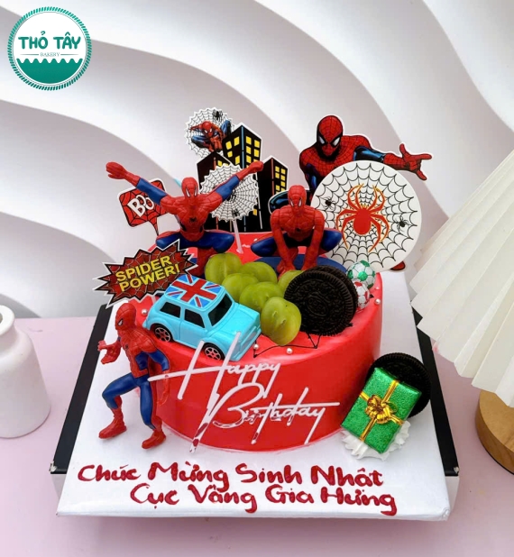 Bánh kem dành cho bé trai yêu thích người nhện-tiệm bánh ô môn cần thơ