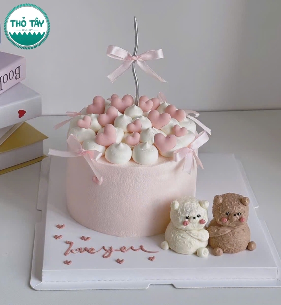 Bánh kem style Hàn Quốc-tạo hình 2 chú gấu