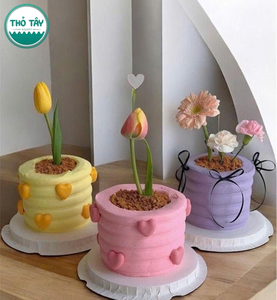 Bánh kem style Hàn Quốc tạo hình bình hoa tặng 20/11