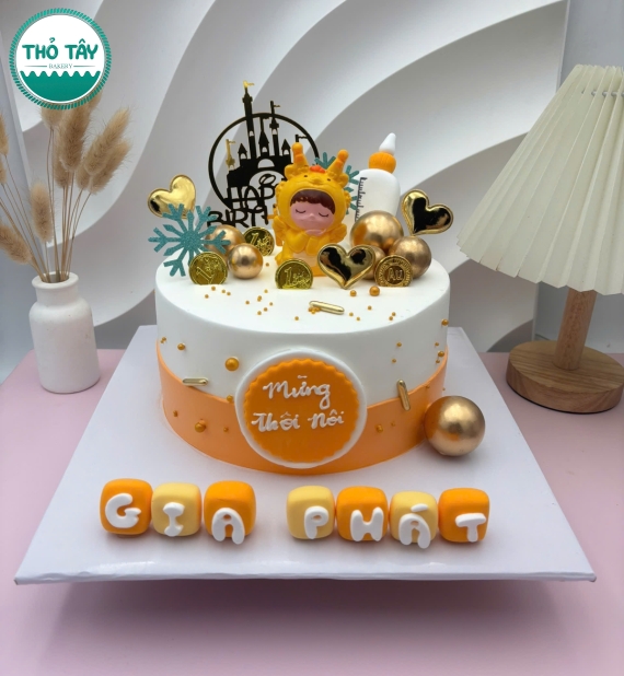 Bánh Kem thôi nôi dành cho bé trai tone cam