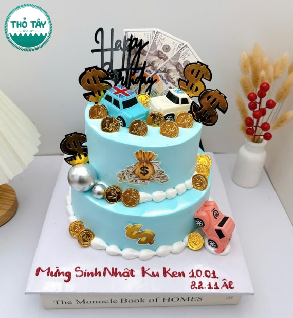 Bánh 2 tầng tặng cho nam cao cấp tại Thỏ Tây Bakery