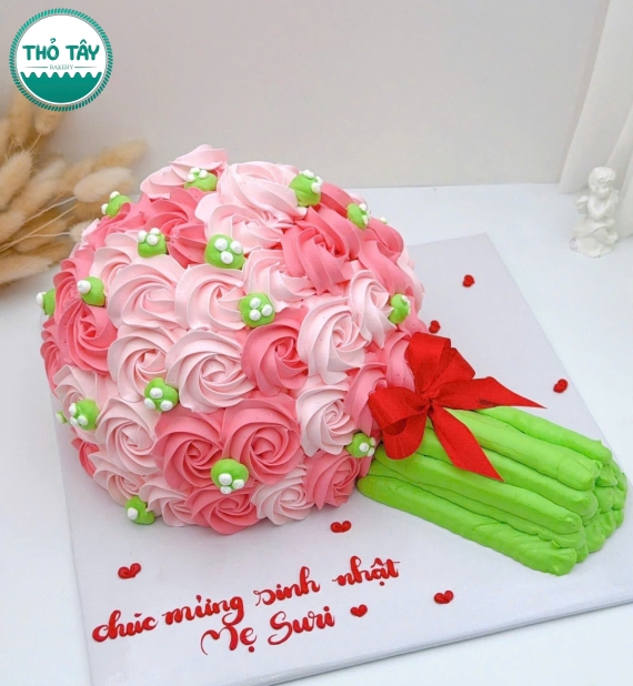 Bánh Kem dành cho nữ tạo hình bó hoa 