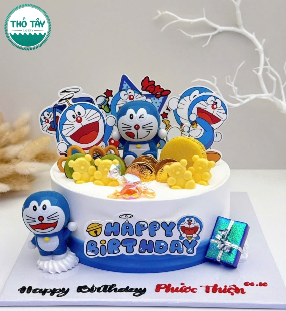 Bánh kem dành cho bé trai yêu thích đô rê mon 2026