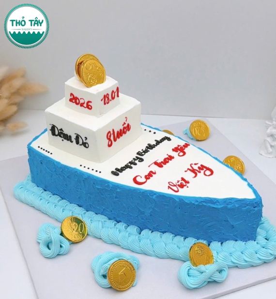 Bánh kem dành nam mẫu bánh hình tạo hình con thuyền