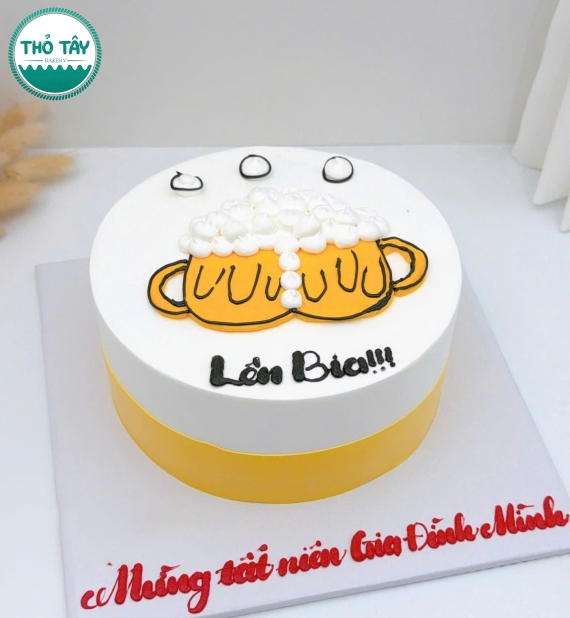 Bánh kem hàn quốc tone tạo hình 2 ly bia