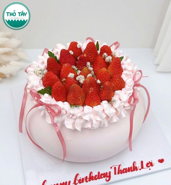 Bánh Kem trái cây túi hồng dâu tây