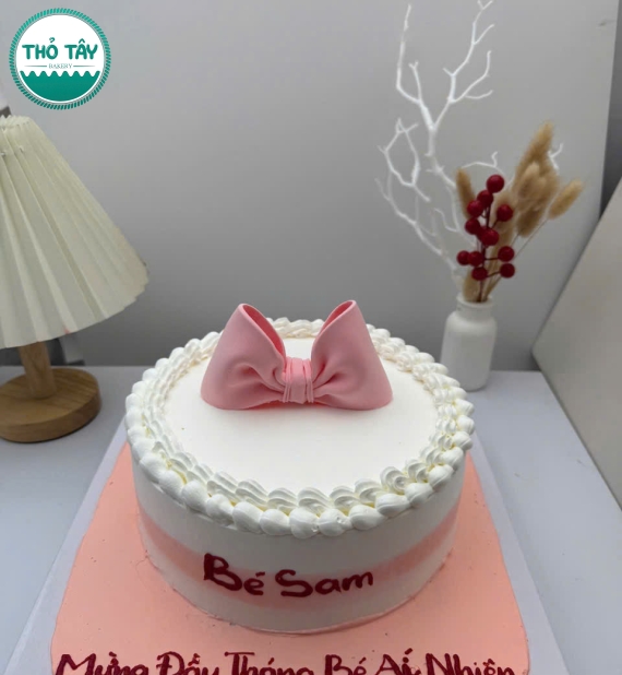 Bánh kem dành cho bé gái kèm nơ tạo hình 3d