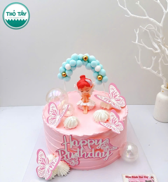 Bánh Kem mừng bé gái công chúa tone hồng hot 