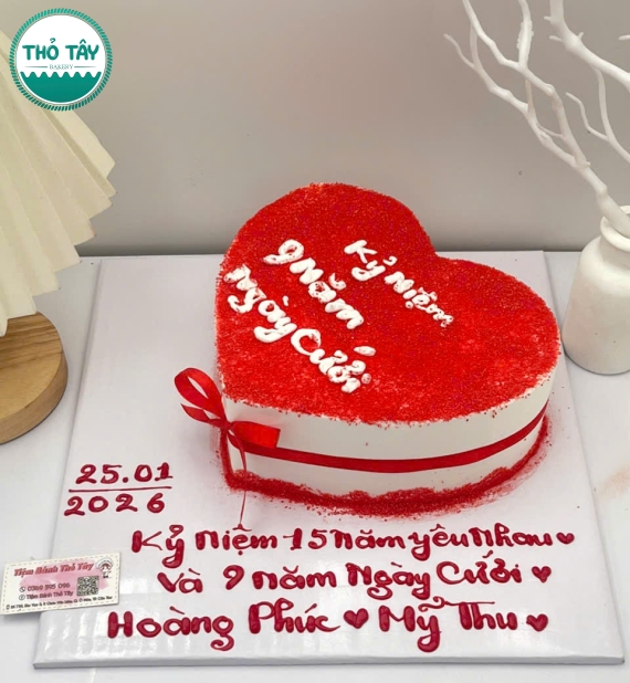 Bánh Kem trái tim tone đỏ hot dành cho cặp đôi