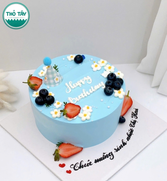 Bánh Kem trái cây tone xanh hot 2026