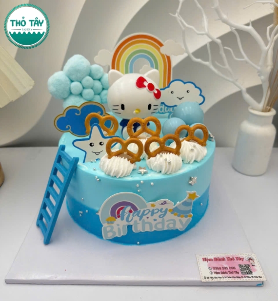 Bánh kem cho bé gái trang trí hello kitty