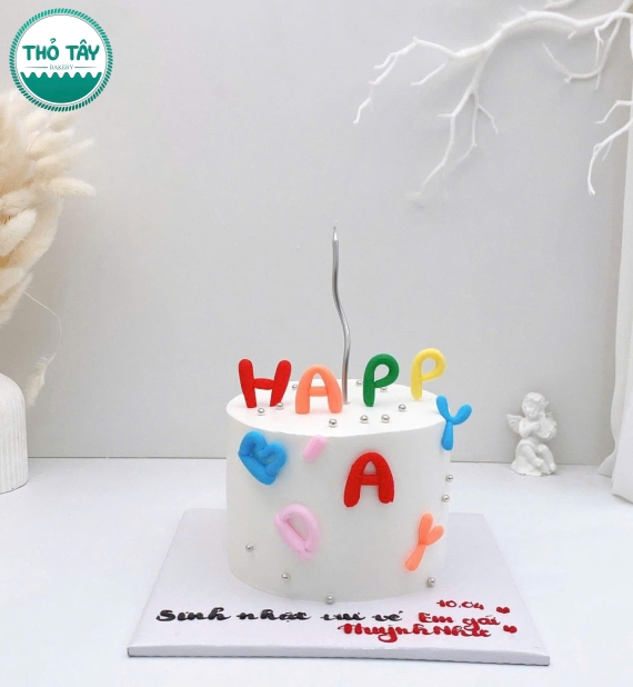 Bánh kem style Hàn Quốc chữ happy birthday