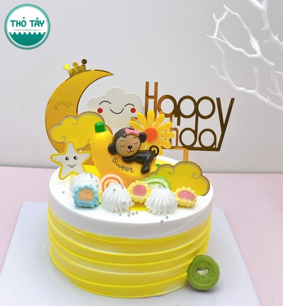 Bánh kem dành cho bé trai tone vàng hot 