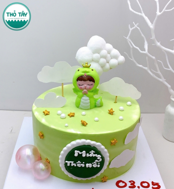 Bánh thôi nôi cho bé trai hot tone xanh