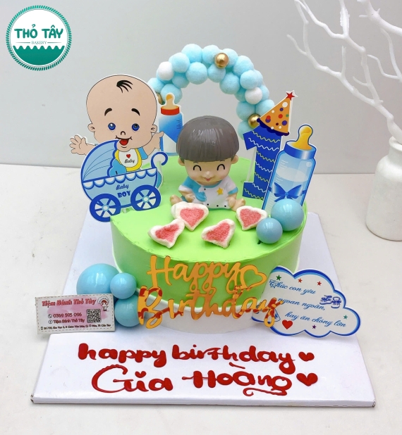 Bánh thôi nôi cho bé trai mẫu bánh đơn giản