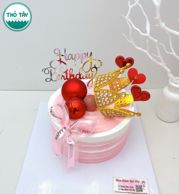 Bánh Kem chúc mừng sinh nhật tone hồng hot tại Thới Long 
