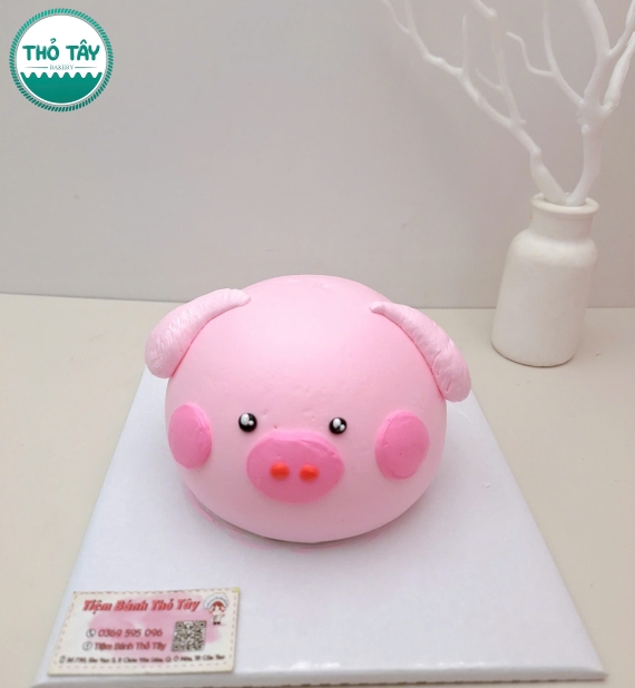 Bánh kem tạo hình thú hot chú heo hồng 