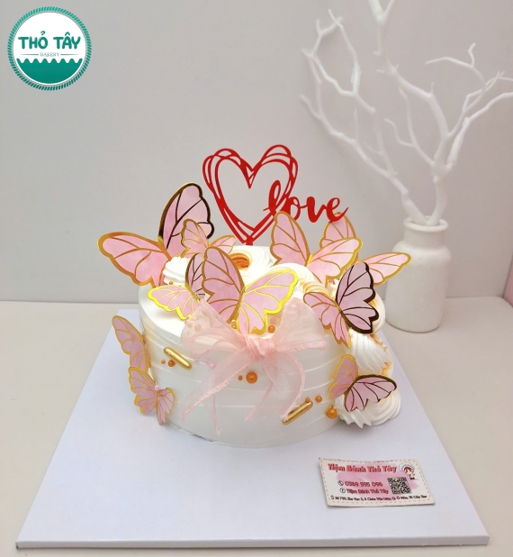 Bánh Kem dành cho bé gái trang trí phụ kiện bướm xinh 