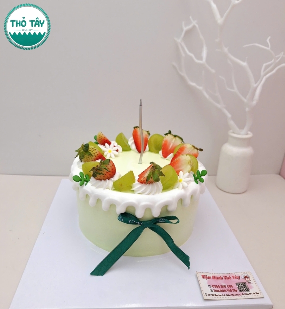 Bánh Kem trái cây tone xanh tặng con trai mẫu hot