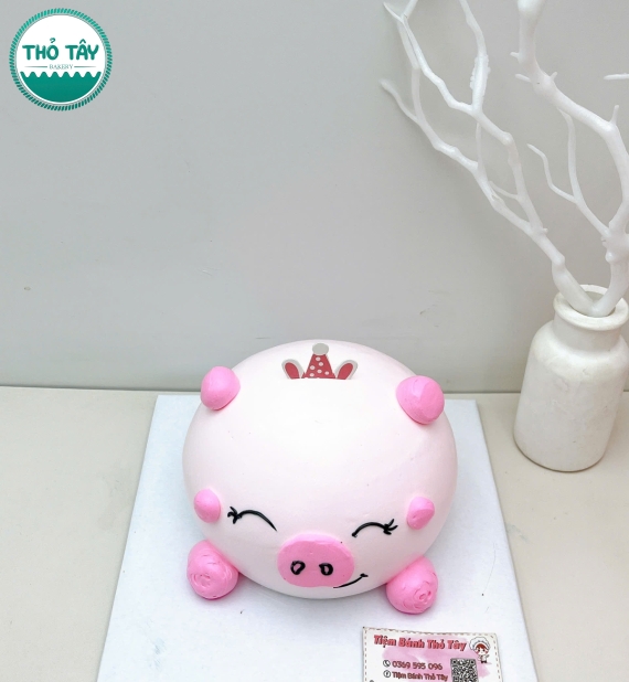 Bánh kem tạo hình heo hồng đáng yêu 