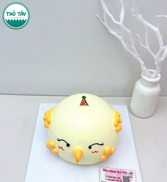 Bánh kem tạo hình chú gà vàng mơ đáng yêu 