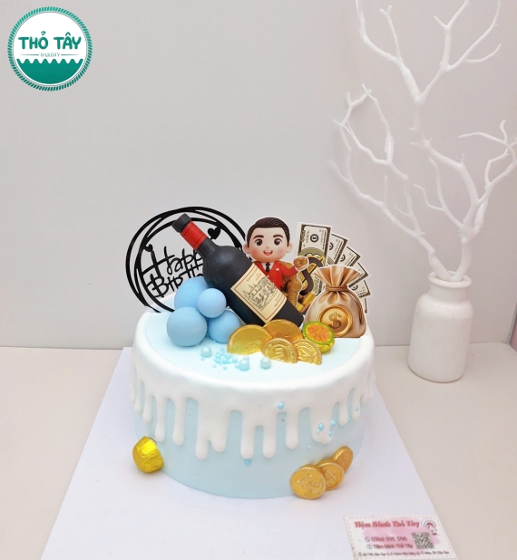 Bánh kem dành tặng bạn trai hot tone xanh dương 