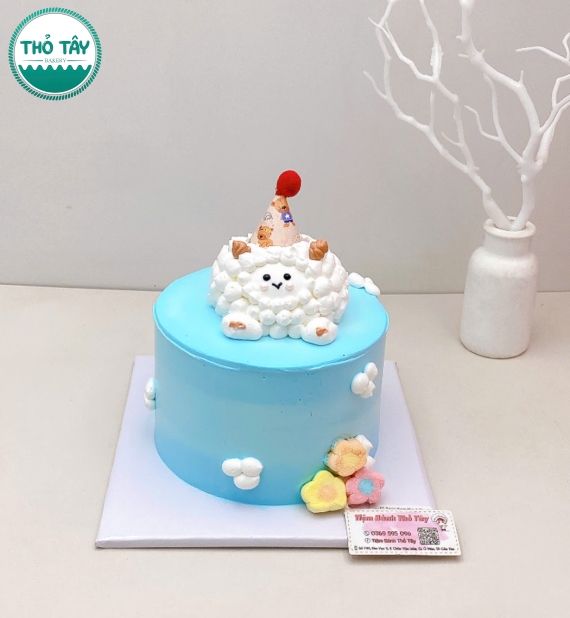Bánh Kem Hàn Quốc nhỏ tone xanh dương 