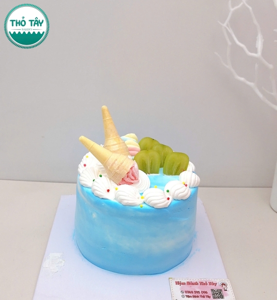 Bánh Kem Hàn Quốc tone xanh dương theo yêu cầu 
