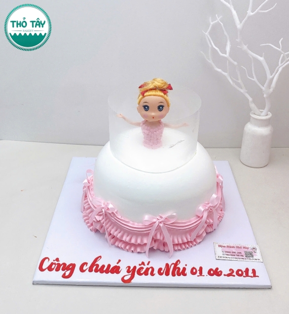 Bánh Kem dành cho bé gái tone hồng váy chảy công chúa xinh