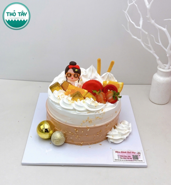 Bánh Kem nơ tone cam tặng nữ mix phụ kiện theo yêu cầu 