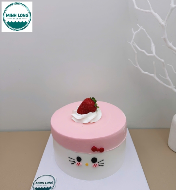 Bánh Kem Hàn Quốc tone hồng vẻ hình chibi đáng yêu 