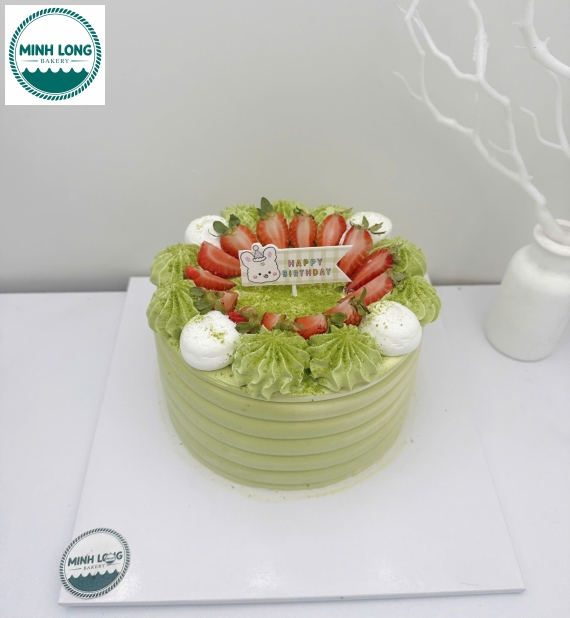 Bánh Kem trái cây tone xanh cây mix dâu 
