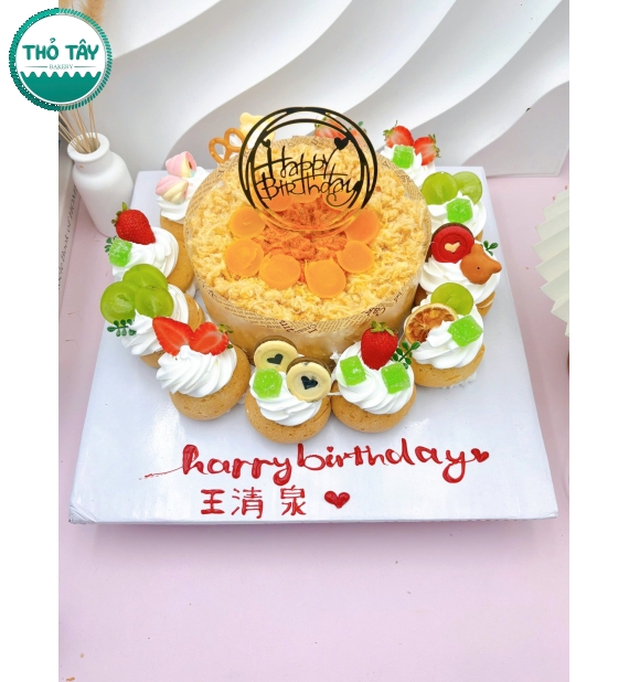 Bánh bông lan trứng muối kèm bánh su dai