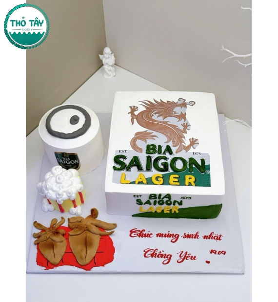 Bánh kem thùng bia sài gòn dành cho chồng yêu