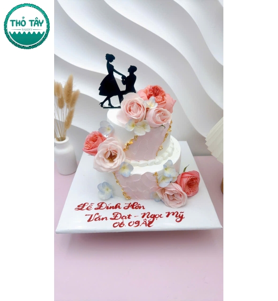 Bánh kem cưới 2 tầng tone hồng-bánh kem ngon cần thơ